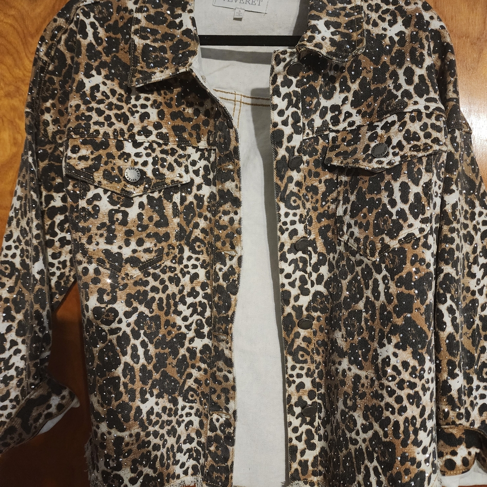 Leopard Print Jean Jacket with Sparkle